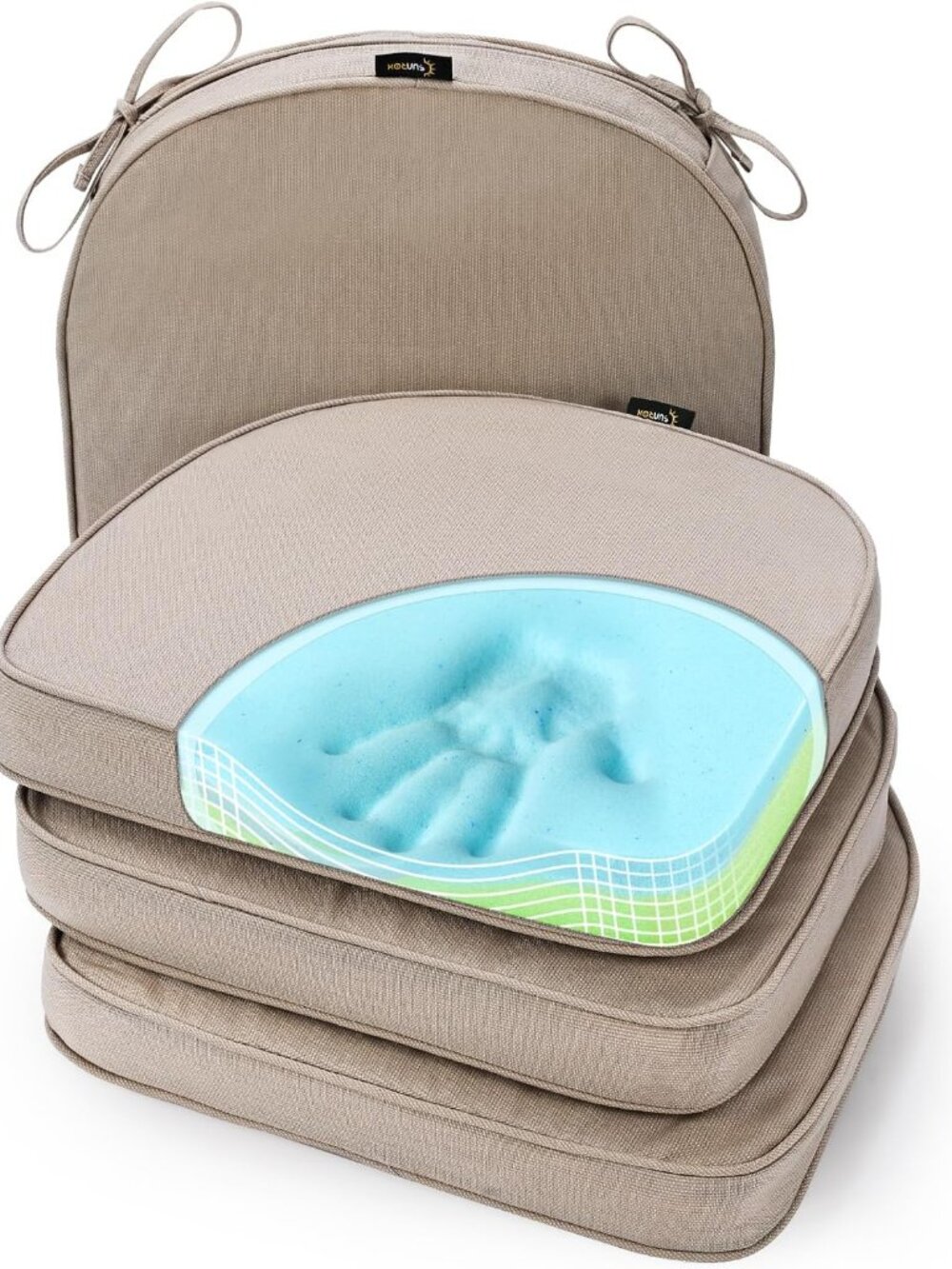 Gel Memory Foam Chair Cushions, FadeShield Water-, Stain-Resistant Durable Rever